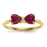 Zaručnički prsten s rubinskim lukom od 14k punog žutog zlata, veličine 5