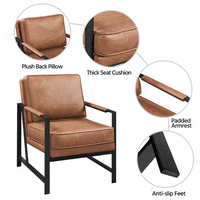 Alden Design Fau kože Moderna naglasak stolica s metalnim okvirom, svijetlo smeđa