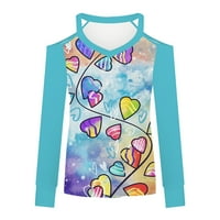 modna ženska bluza s dugim rukavima i majica s printom srca u obliku slova u, majice s printom srca, ležerni labavi