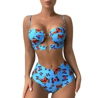 Ženski kupaći kostimi s visokim strukom s modnim printom, dvodijelni kupaći kostimi za ljeto na plaži s visokim