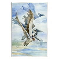 Stupell Industries Pelicans Aloft Bird Flight Trio slika Umjetnost Umjetničke umjetnosti, dizajn Paul Brent
