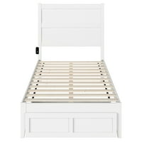 NoHo 14 Full Wood Platform Okvir kreveta s skladišnim ladicama, bijelo