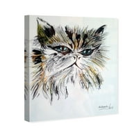 Wynwood Studio životinje zidne umjetničke platnene otiske 'Manuel Roman - Gato Matifu' Mačke i mačke - smeđe,