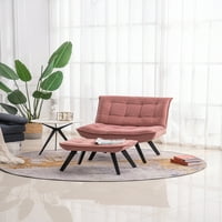 Moderna ružičasta naslonjača s jednim kaučem naglašena stolica mekana baršunasta materijal Velika širina ležaljka