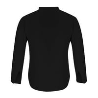 Muške košulje dugih rukava Muška ležerna jednobojna košulja od pamuka i lana s ovratnikom s dugim rukavima u crnoj