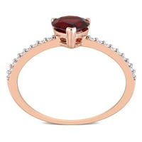 Zaručnički prsten od ružičastog zlata od 14 karata s granatom u obliku kruške i dijamantom od 1 karata