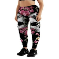 Dame gamaša za kontrolu trbuha joge hlače elastične pantalone s strukom Žene rastežući dno trčanja jeggings ružičaste