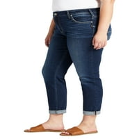 Silver Jeans Co. Ženski plus dečko Mid Rise Slim nogu traperice veličine struka 12-24