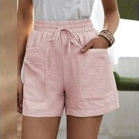 Kratke hlače visokog struka, ženske biciklističke kratke hlače, kratke hlače visokog struka, jednobojne ružičaste