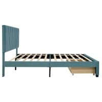 Aukfa tapecirani krevet Kraljica - Wood Queen platforma krevet s baršunastim gomilama i ladicom za odlaganje -