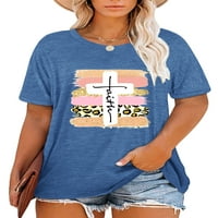 Kršćanske majice za žene, majice plus veličine, majica s križem vjere, prevelika majica kratkih rukava s grafičkim
