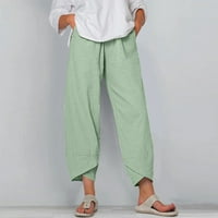Pamučne hlače Casual domaće ženske hlače za žene u bijeloj boji