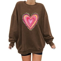 Majica s kapuljačom za žene, jesenska modna odjeća, Slatki pulover s okruglim vratom s printom srca, prevelika