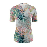 Ženska ljetna ležerna majica s kratkim rukavima, majice s kratkim rukavima s cvijećem i lišćem, seksi široke majice