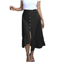 Crne olovke suknje za žene vješalice za suknje Ženska ležerna jednobojna midi suknja visokog struka s prorezom
