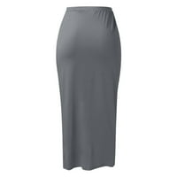 Modne midi suknje za žene ležerna elegantna suknja s prorezom i omotom Asimetrična rastezljiva suknja visokog