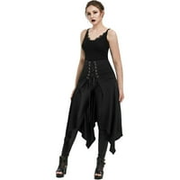 + / ženska modna gotička punk obična suknja s asimetričnim prednjim prorezom na vezanje, suknja A kroja