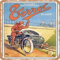 Metalni znak - bicikli i motocikli u Dijonu u Dijonu Vintage oglašavanje-Vintage zahrđali izgled