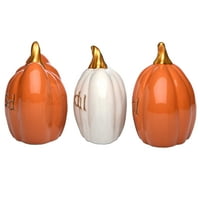 Jesenski ukras s bundevom, narančasta i bijela, od 3, jesenska kolekcija, u