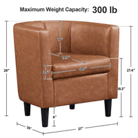 Easyfashion Fau kožna tapecirana klupska stolica s bačvi, smeđa