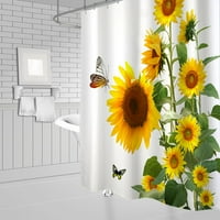 Zavjese za tuširanje od suncokreta i leptira dekor kupaonice Žuti cvijet zeleni list ljetni biljni krajolik kućni