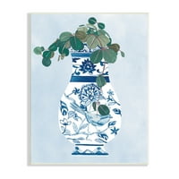 Stupell Industries Green Vine biljka ukrašena vaza plave ptice, 15, dizajn Melissa Wang