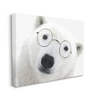 Bijeli polarni medvjed s naočalama Galerija slika životinja i insekata na omotanom platnu tiskana zidna umjetnost