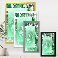 DesignArt 'tropski palmino zeleno lišće pod bijelim pravokutnikom' nautički i obalni uokvireni umjetnički tisak