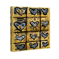 Wynwood Studio Abstract Wall Art Canvas Oblik 'Heart555' - žuti, crni