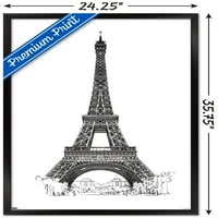 Linijski umjetnički plakat na zidu Eiffelovog tornja, 22.375 34