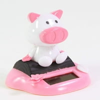 Bijela ružičasta svinja na dnevniku u šumskoj solarnoj igračkoj automobilu Nadzorna ploča stol za ukrašavanje