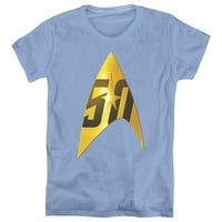 Trevco CBS1753C-WT - Ženska t-shirt Star Trek & 50th Anniversary Delta-t-Shirt kratki rukav, Carolina Blue - 2X