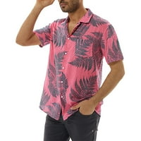Muške košulje Muška moda u etničkom stilu kratkih rukava s ležernim printom havajska košulja bluza majica ružičasta