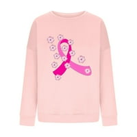 Efsteb košulje svijesti o raku dojke za žene labav jesen zima moda ružičasta vrpca tiskana vrhova creveck kap