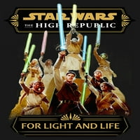 Grafička majica Ratovi zvijezda: visoka Republika Jedi u ime svjetla i života za djevojčice, crna, mala