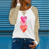 Ženske majice s printom za Valentinovo sa slatkim srcem, čipkasti heklani puloveri s dugim rukavima, džemperi,