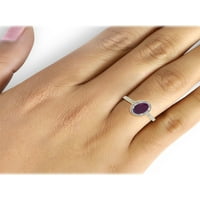 Draguljarslub rubin prsten rođeni nakit - 2. karat ruby ​​14k zlatni nakit od srebrnog prstena s bijelim dijamantnim