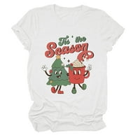 Majice s kratkim rukavima za žene, ženski Božićni Top s kratkim rukavima,ležerna majica s printom, majica s kratkim