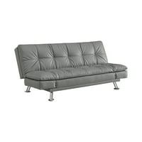 Kauč na rasklapanje s podesivim naslonima za ruke u sivoj boji-Boja: Tamno siva, završna obrada: Krom, stil:moderno
