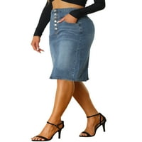 Ženska ležerna traper suknja visokog struka s prednjim prorezom, rastezljive traper suknje A kroja
