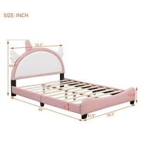 Aukfa tapecirani krevet s uzglavljem roga jednoroga za djecu, platforma s blizancima - bijela