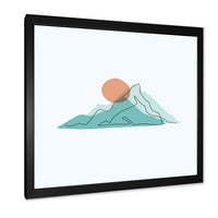 Dizajnerska umjetnost apstraktne Plave planine s crvenim Mjesecom uokvireni moderni umjetnički tisak