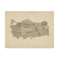 Zaštitni znak likovne umjetnosti Stara glazbena Karta Turske, crtež na platnu Michaela Tompsetta