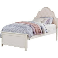 Cecilie dvostruki krevet, ružičasta fau koža i bijela