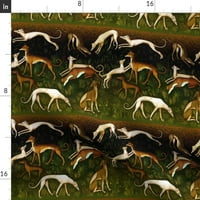 Pamuk sateen stolnjak, 90 krug - Sighthounds Greyhounds Klasični psi životinje Whippet polje Greyhound Print Pričasni