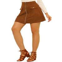 Jedinstveni prijedlozi Ženska mini suknja A kroja s patentnim zatvaračem visokog struka sprijeda i elastičnim
