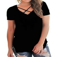 Plus veličine ženske majice s kratkim rukavima s kratkim rukavima majice Ladies Ljetni ležerni labavi bluza vrhovi