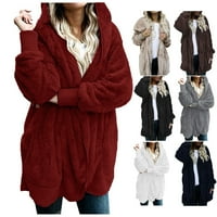 Ženske zimske jakne za toplo kaput nadmašuju dame kardigan kaput dvostrani kaput od baršunastih kapuljača, ten