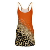 Ženska ljetna mini haljina bez rukava s leopard printom podesiva Sportska kratka haljina s naramenicama s džepovima
