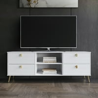 CASTLE MAST Glam Wood TV stalak sa zlatnim metalnim nogama, za TV -ove do 65